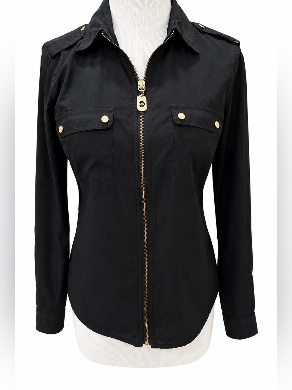 Michael Kors Black Utility Jacket with Gold Hardware XS